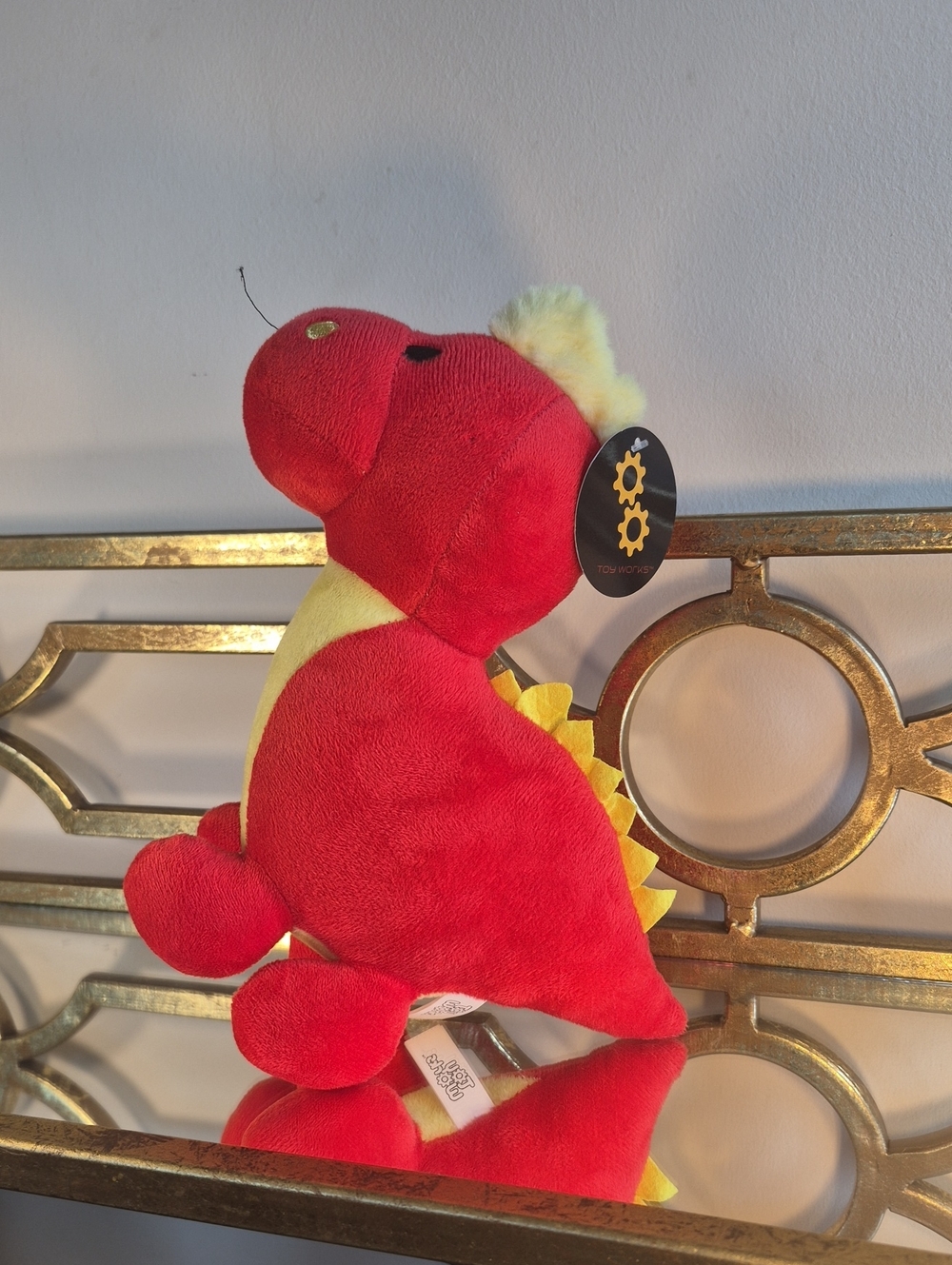 Toy Works Soft Standing Dino Plush, 8", Red.